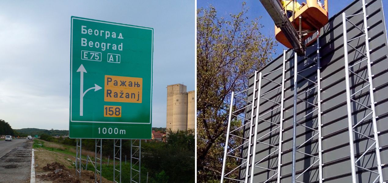 Depiction of  Direction and info signposts